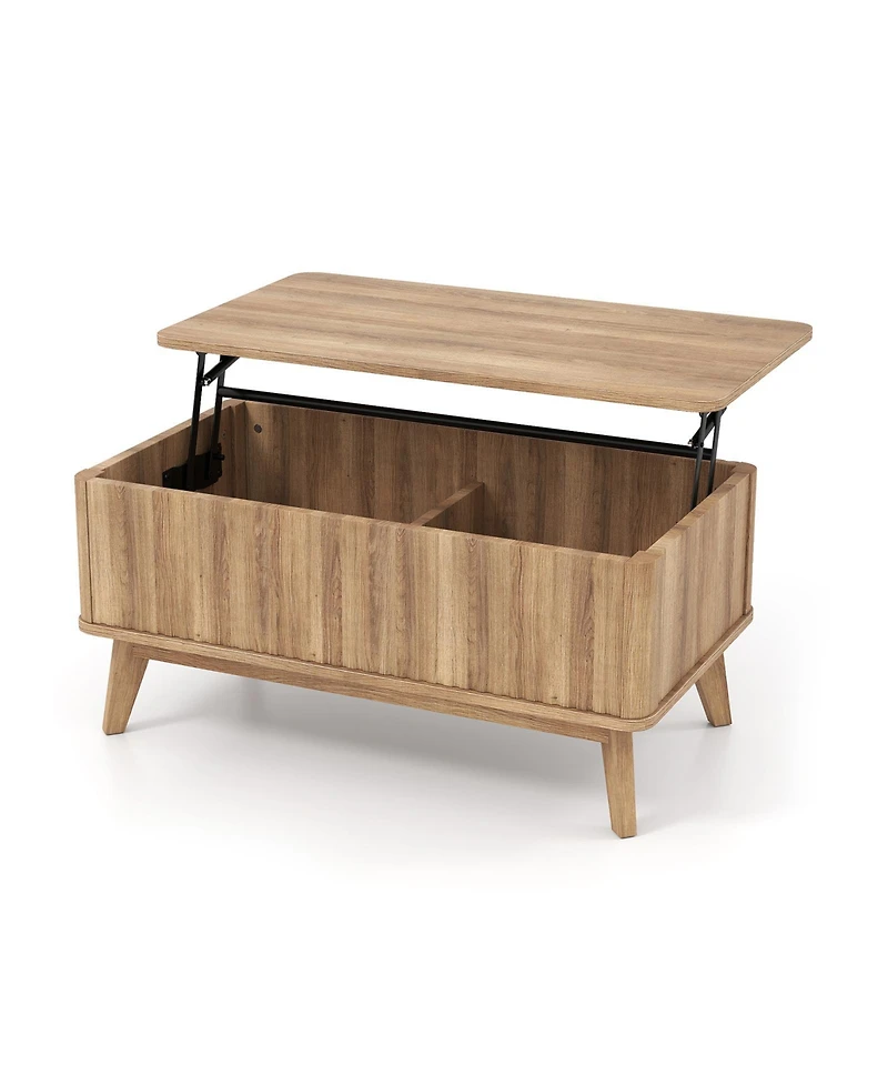 Slickblue Wooden Coffee Table Fluted Lift Top Design