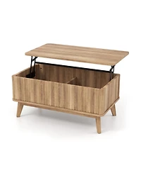 Slickblue Wooden Coffee Table Fluted Lift Top Design