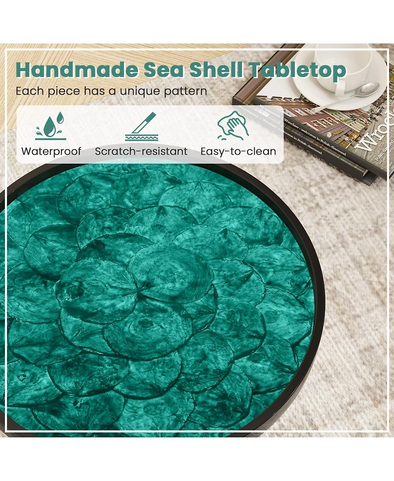 Slickblue Modern Coffee End Table Sea Shell Design Mid Century