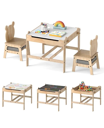Slickblue Children s Table and Chairs Set with Reversible Whiteboard
