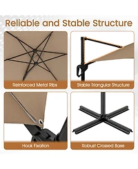 Gouun 9 ft Cantilever Patio Umbrella with Double-Tier Vented Top and Sun-Protective Canopy