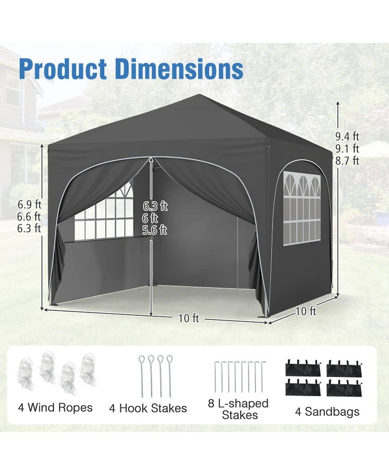 Gouun Pop Up Canopy Tent with Four Removable Sidewalls and Zippered Door