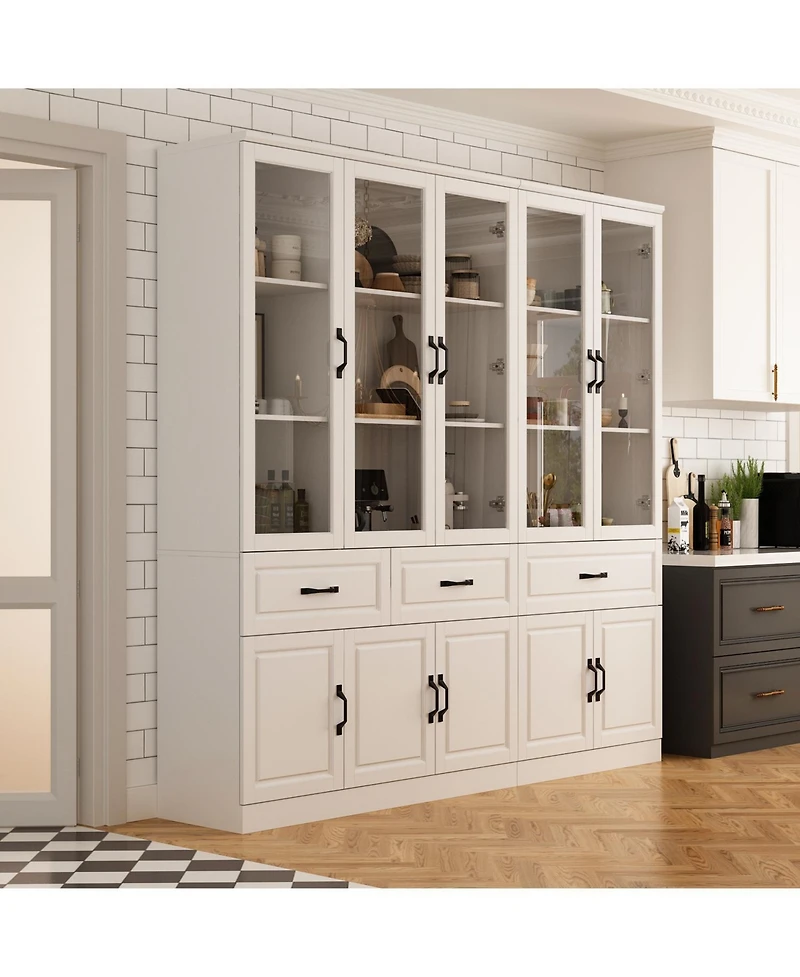 Homsee 12-Shelf Wood Standard Bookcase With Adjustable Shelves Drawer