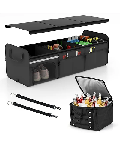 Sugift 18 Gallon Car Trunk Organizer with Lid and Three Compartments