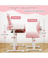 Sugift Kids Study Desk and Chair Set with Tilt Desktop and Book Stand