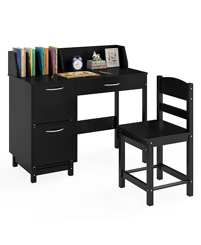 Sugift Wooden Kids Study Desk and Chair Student Workstation Set
