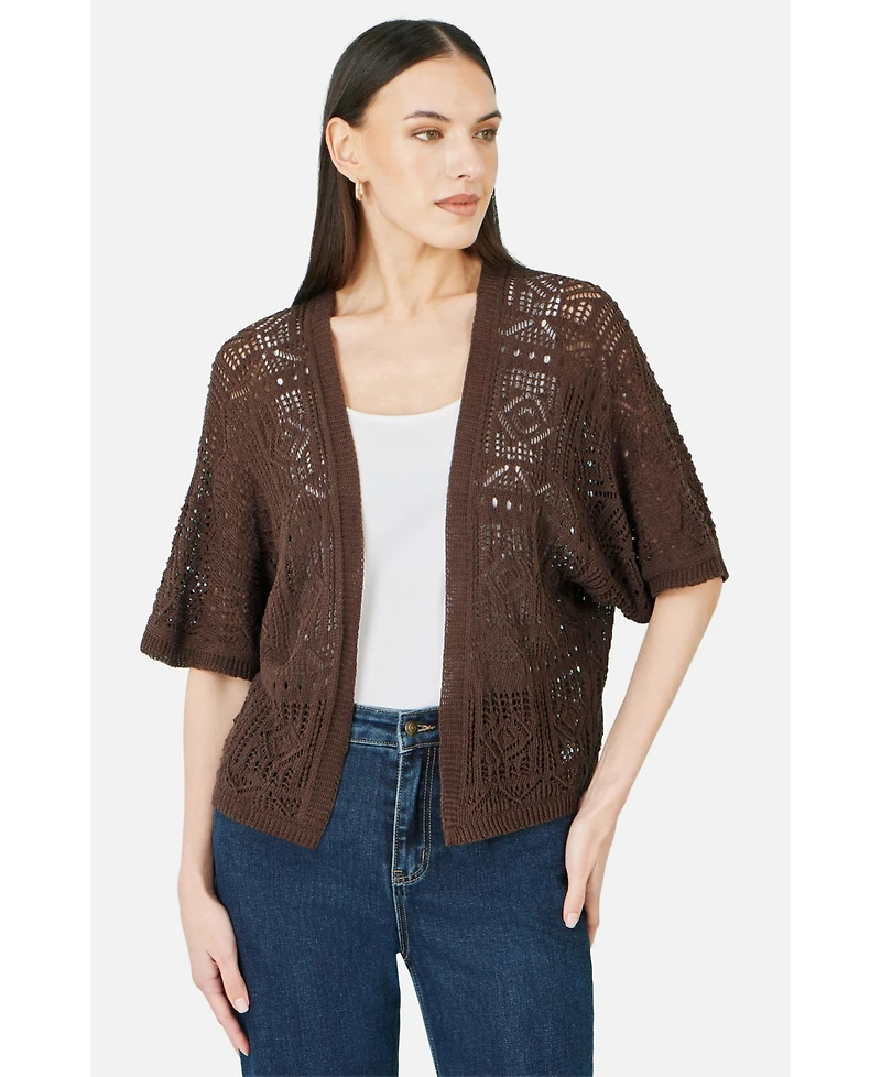 Yumi Women's Crochet Edge To Cardigan