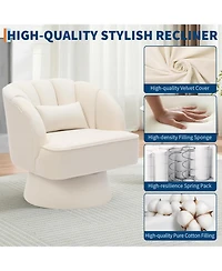 gaomon Swivel Barrel Chair, Velvet Upholstered Modern Armchair with Striped Backrest and Plush Padding, Round Lounge Chair for Living Room and Bedroom