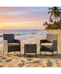 gaomon 3-Piece Pe Rattan Patio Bistro Set with Cushioned Chairs,Cushion