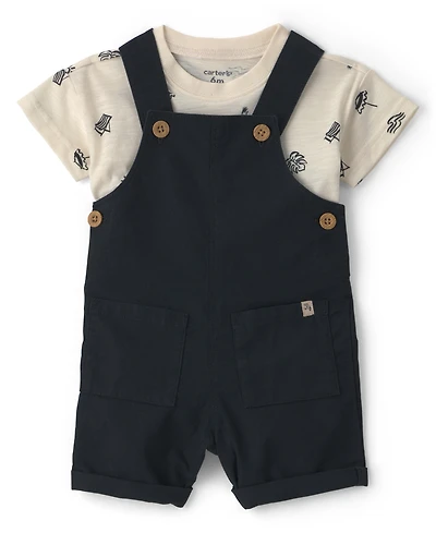 Carter's Baby Boys' Short-Sleeve Top and Shortall, 2-Piece Set
