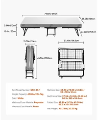 Sugift Rollaway Bed, 38" x 75", with 4" Memory Foam Mattress, Portable Folding Bed