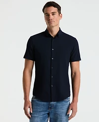 Perry Ellis Men's Slim-Fit Stretch Solid Button-Down Seersucker Shirt