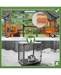 Zeus & Ruta Large Outdoor Cat Enclosure Wooden Shelter 7 Platforms 2 Resting Boxes 2 Bridges Waterproof Uv Proof Canopy