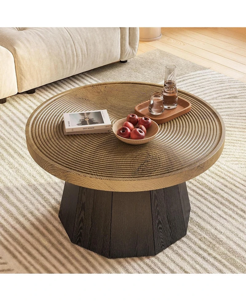 Tribesigns Round Coffee Table for Living Room, 31.5-Inch Farmhouse Center Table, Modern Circle Wooden Tea Tables