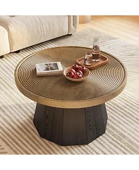 Tribesigns Round Coffee Table for Living Room, 31.5-Inch Farmhouse Center Table, Modern Circle Wooden Tea Tables