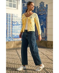 Yumi Women's Embroidered Pointelle Cardigan