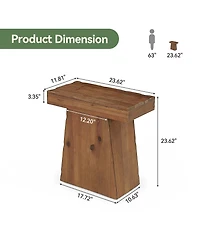 Tribesigns Solid End Table Set of 2, 23.6" Wood Side Table with Trapezoid Base, Bedside Nightstand