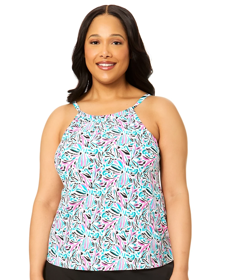 Island Escape Plus High-Neck Underwire Tankini Top, Macy's Exclusive