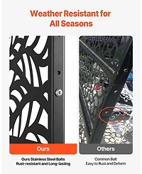 Sugift Metal Privacy Screen, 47" x 72", Freestanding 3-Panel Garden Divider