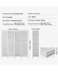 Sugift Wood Room Divider, 4 Panel Folding Privacy Screen for Home and Office Use