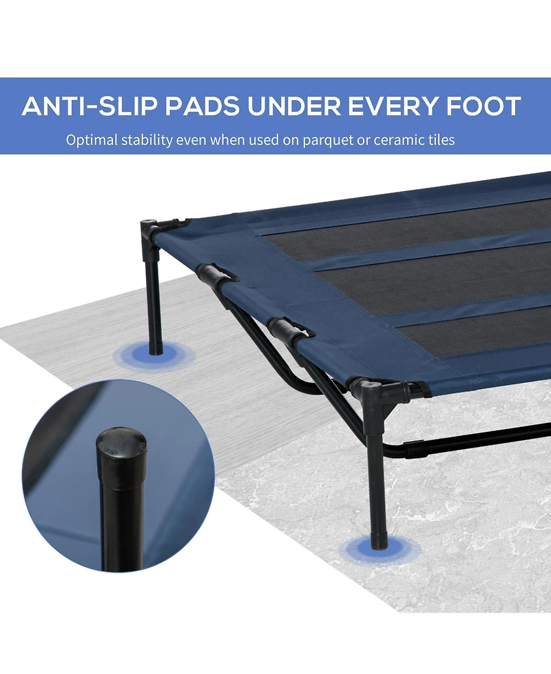 PawHut 48" x 36" Elevated Breathable Dog Bed w/ Carry Bag Dark Blue