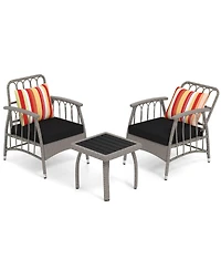 Sugift 3 Piece Patio Wicker Furniture Set with Adjustable Backrest