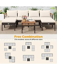 Sugift Patio Rattan Chairs with Ottomans and Side Table for Backyard
