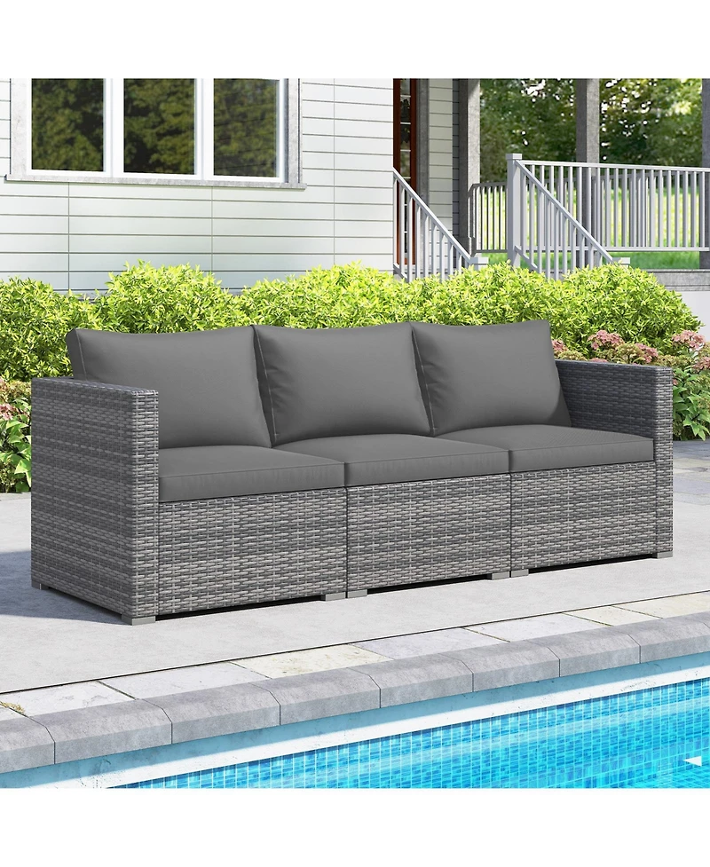 Sugift 3 Piece Patio Sectional Sofa Set with Modular Cushioned Seating