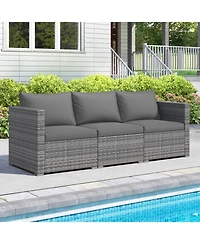 Sugift 3 Piece Patio Sectional Sofa Set with Modular Cushioned Seating