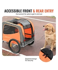 Zeus & Ruta Cat Bike Trailer Supports 66 lbs Pet Cart w Quick Fold Frame Qr Wheels Universal Coupler Reflectors Flag Collapsible