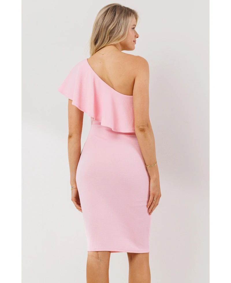 Hello Miz Maternity One-Shoulder Ruffle Bodycon Dress