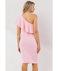 Hello Miz Maternity One-Shoulder Ruffle Bodycon Dress
