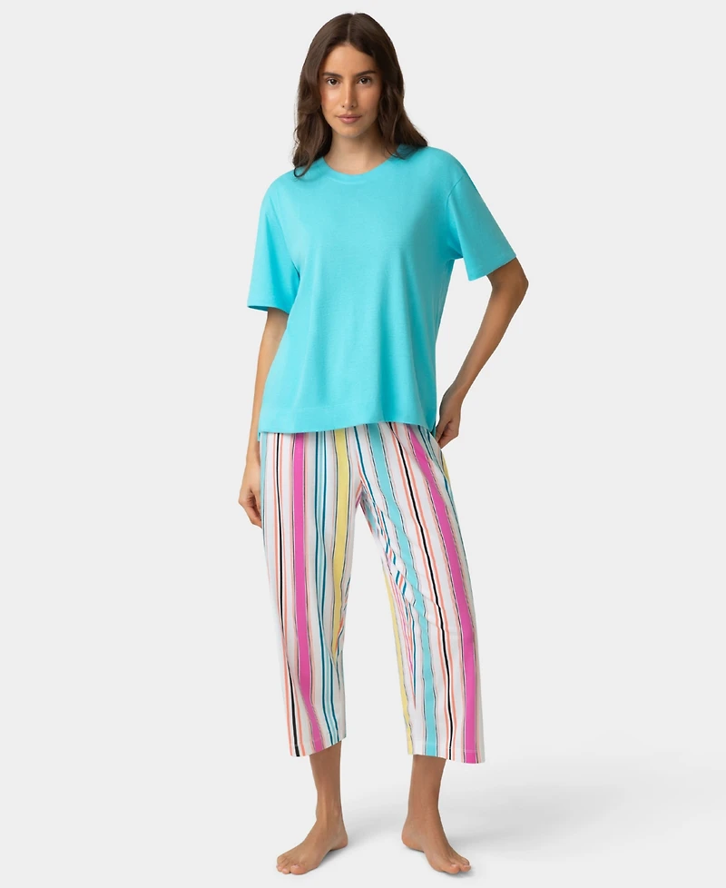 Hue Women's Short-Sleeve Cotton Candied Boxy Pajamas Top