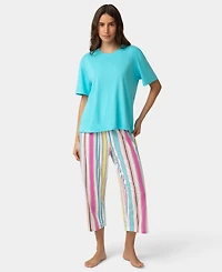Hue Women's Short-Sleeve Cotton Candied Boxy Pajamas Top