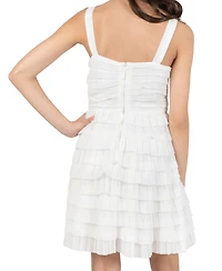 Rare Editions Girls' 7-16 Micro Pleated Chiffon Tiered Short Dress