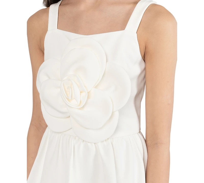 Rare Editions Girls' 7-16 Laguna Scuba Flower Bodice Sleeveless Dress