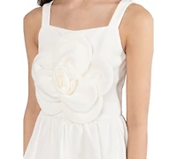 Rare Editions Girls' 7-16 Laguna Scuba Flower Bodice Sleeveless Dress