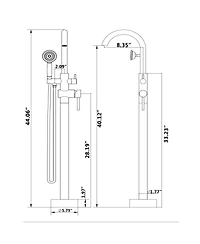 Busdays Freestanding Tub Filler Bathtub Faucet Matte Black with Hand Held Shower Floor-Mount