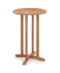 sumyeg 39-Inch Outdoor Acacia Wood Bar Table with Slatted Tabletop