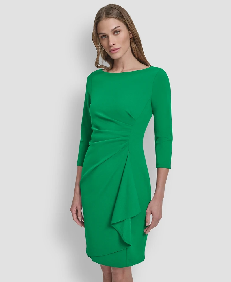 Dkny Women's 3/4-Sleeve Ruched Short Dress