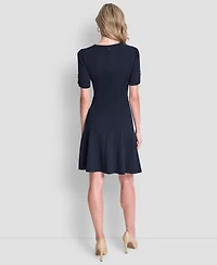 Dkny Women's Short-Sleeve Jewel Neck Dress