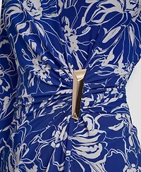 Dkny Women's Long-Sleeve V-Neck Faux-Wrap Dress