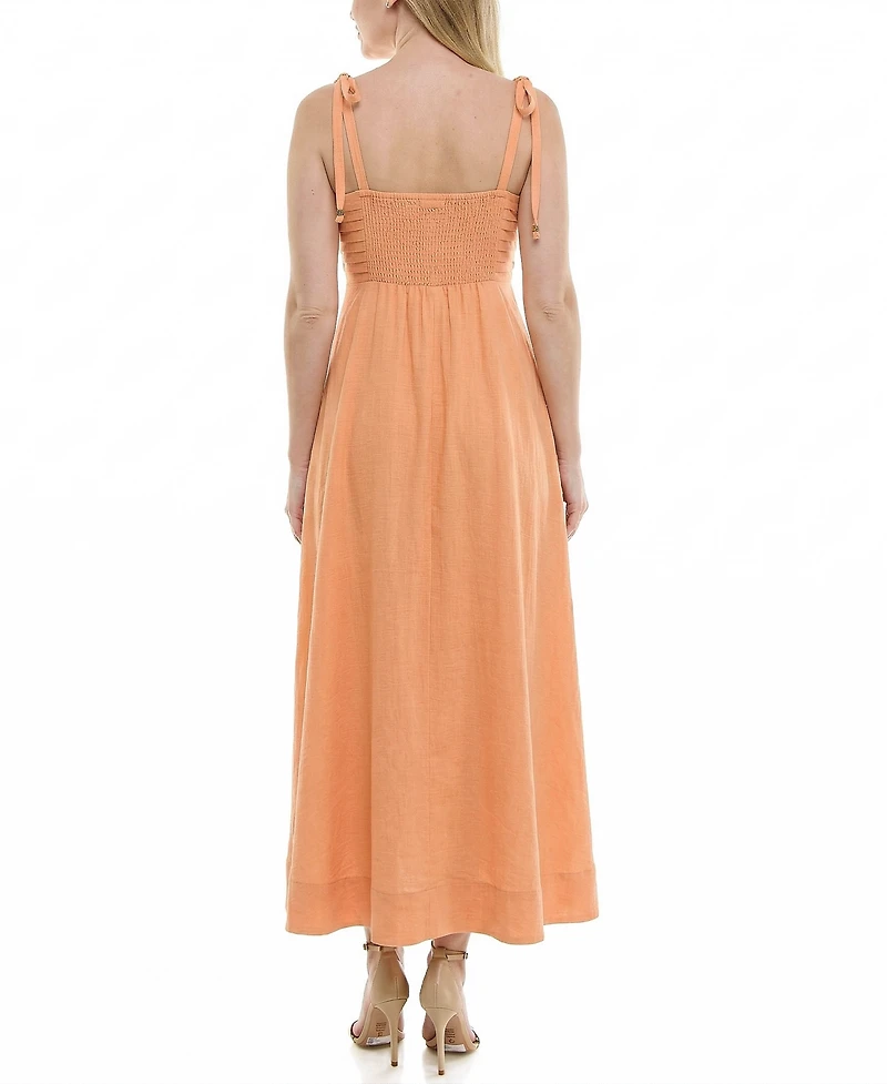 Taylor Women's Pleated Square Neck A-Line Dress