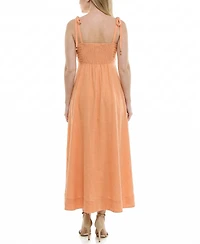 Taylor Women's Pleated Square Neck A-Line Dress
