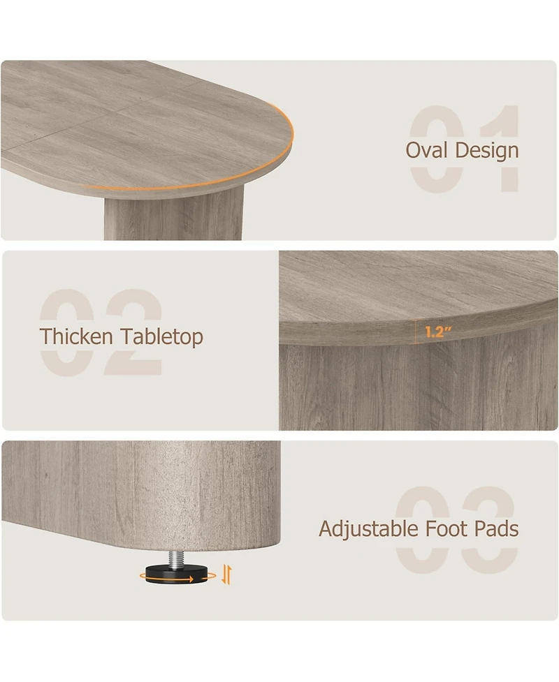 gaomon 70.8'' Oval Dining Table for 6–8, Farmhouse Table with Sturdy Wooden Base, Rustic Oak Finish for Kitchen & Dining Room