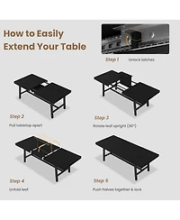 gaomon 63–83" Extendable Dining Table, Industrial Rectangular Table for 6–8, Expandable Kitchen Table with Heavy-Duty Metal Frame