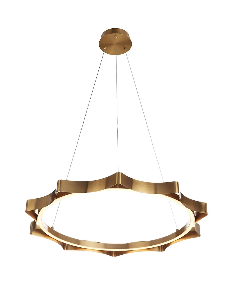 Possini Euro Design Gearworks Wide Brass Led Ring Pendant Light