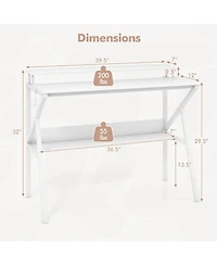 Slickblue Computer Desk with Monitor Stand and Storage Shelf, Space Saving for Work Study