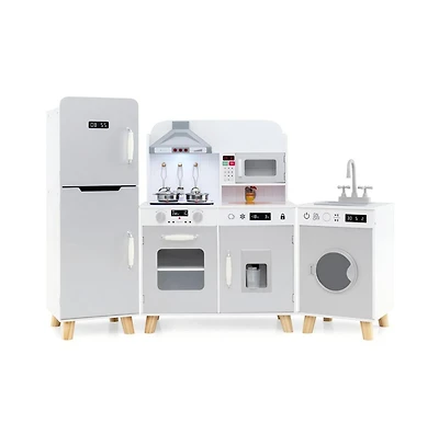 Hongge Kids Kitchen Playset 3 in 1 with Refrigerator and Washing Machine