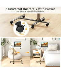 Gouun Adjustable Height Rolling Laptop Table with Lockable Wheels